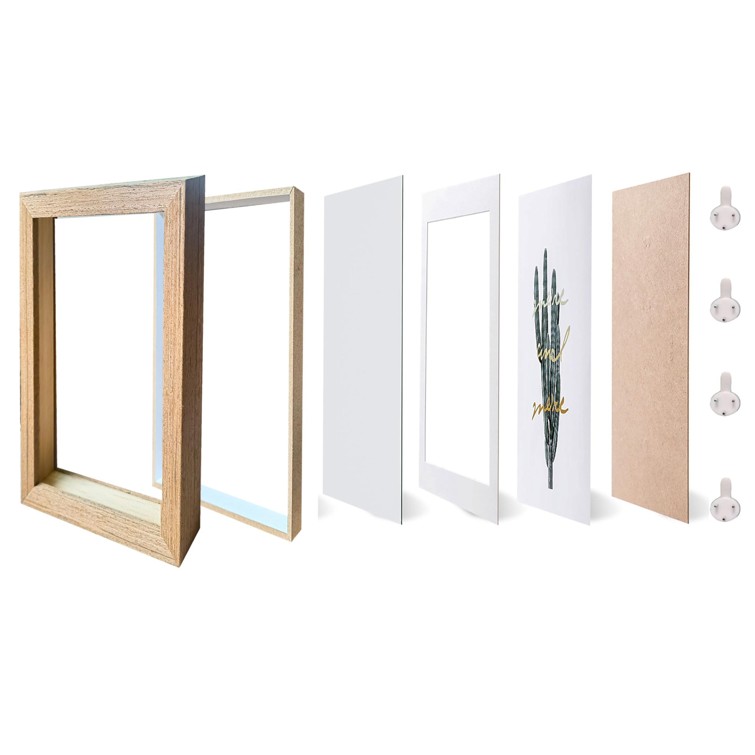 Dohomi 5x7 Shadow Box Frame Small Shadow Box Display Case 4 Pack Original Wood Picture Frames Glass Surface Internal Depth 0.6 i
